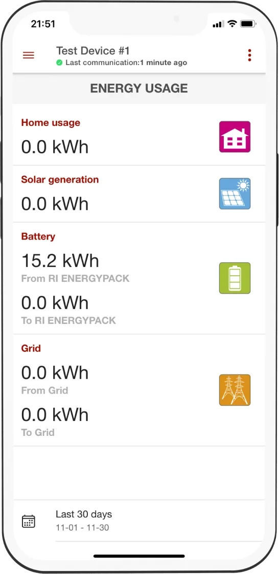 Energyflow app screen