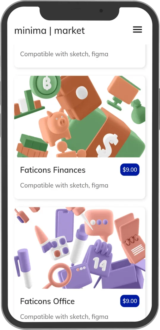 Minima.market mobile screen