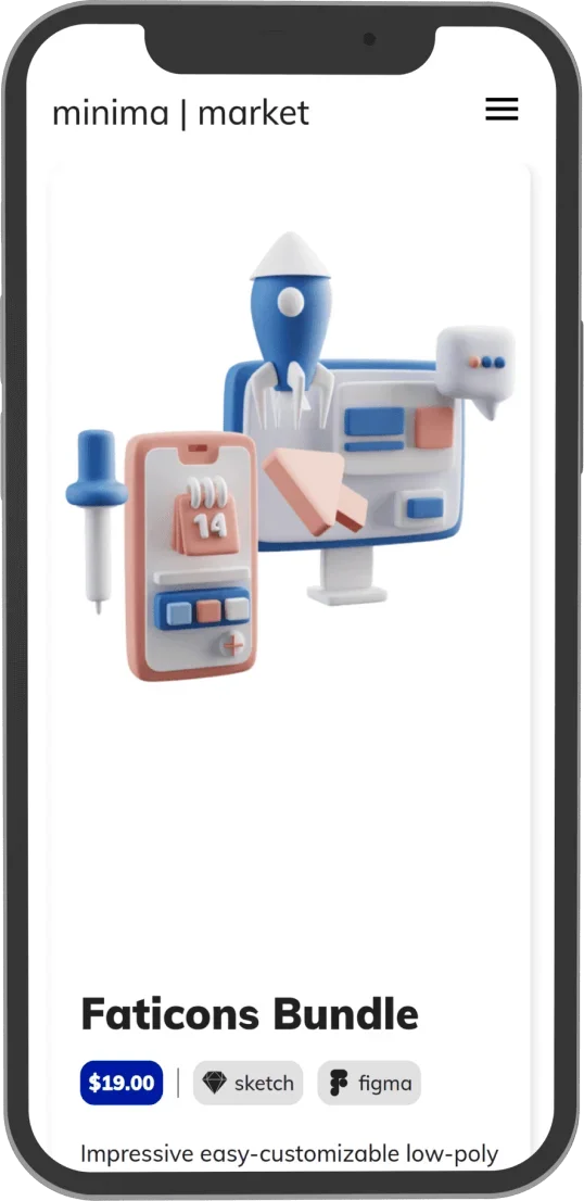 Minima.market mobile screen