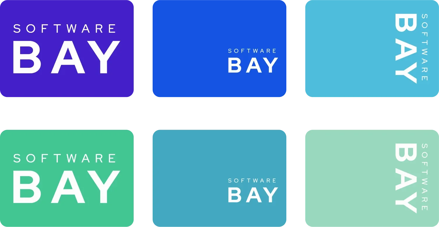 Softwarebay wordmark on the palette colours