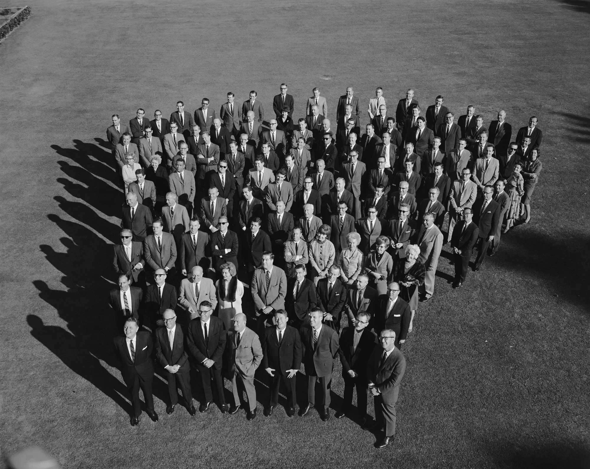 A large group of people photographed from above