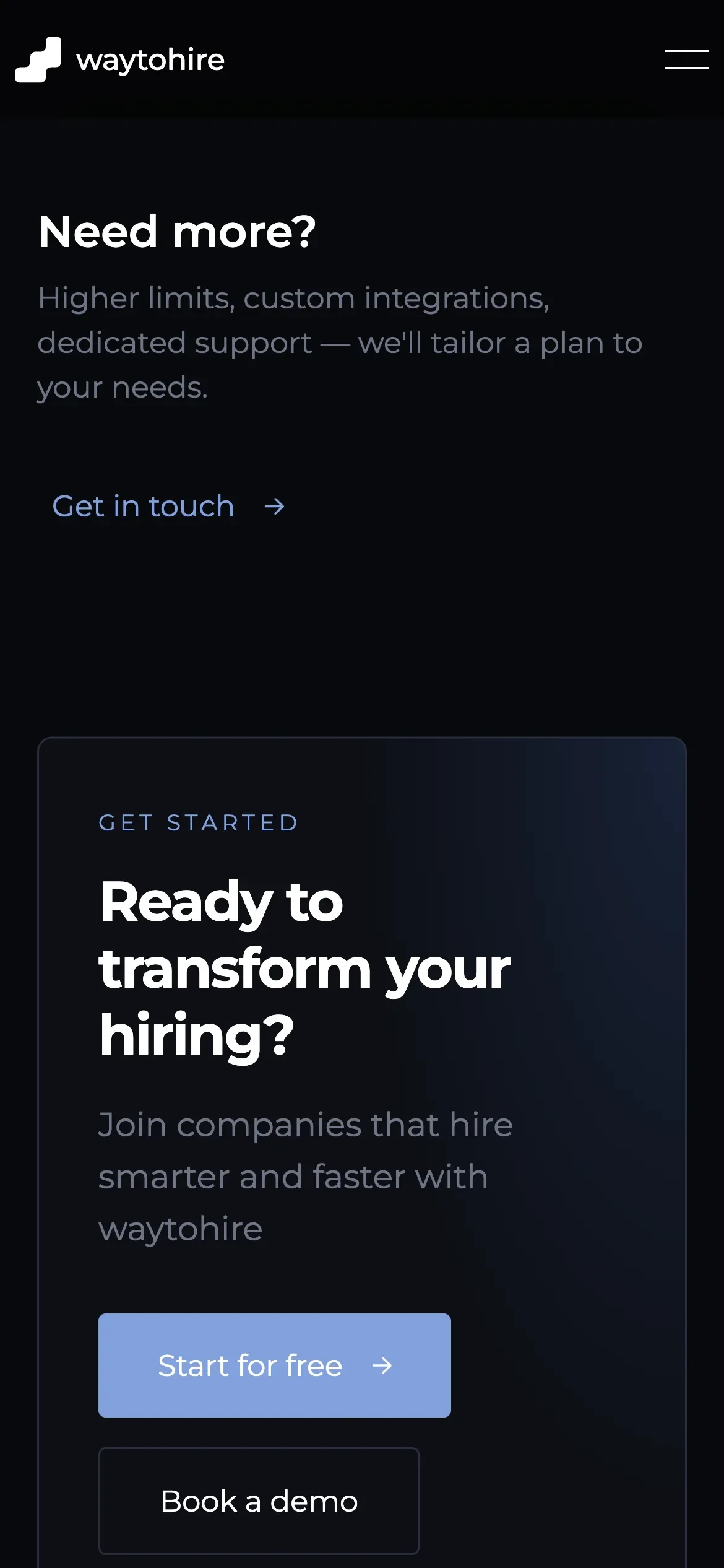 waytohire on an iPhone